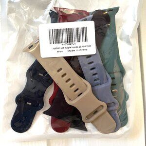 NEW SET OF 6 REPLACEMENT APPLE WATCH BAND STRAP BLACK BLUE GRAY TAN GREEN RED